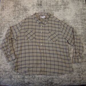Haband Casual Joe Shirt Men’s 3XL Gray Plaid Flannel Pearl Snap Western